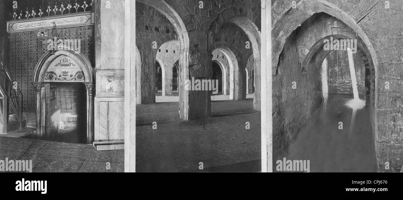 Underground complex of the Al Aksa Mosque in Jerusalem, 1925 Stock Photo