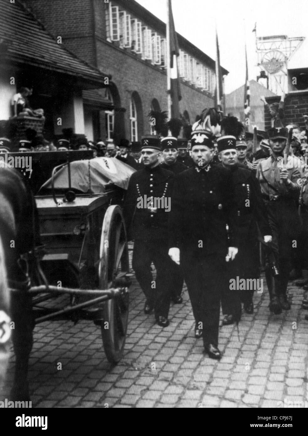 Funeral cortege with the corpse of Emily Kirdorf Stock Photo