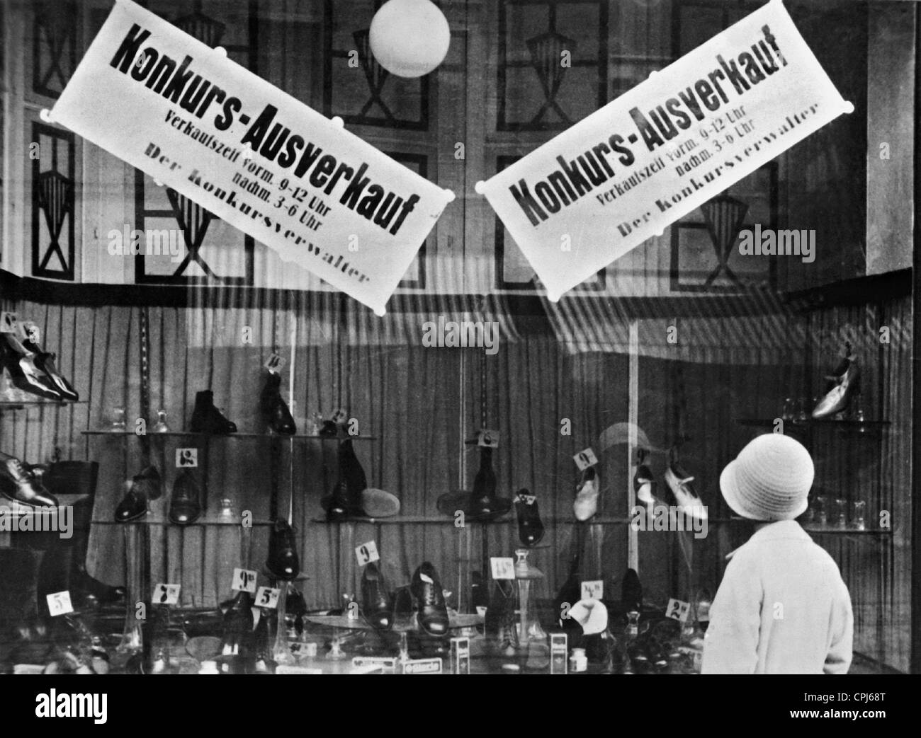 Bankruptcy of a shoe store in East Prussia, 1930 Stock Photo