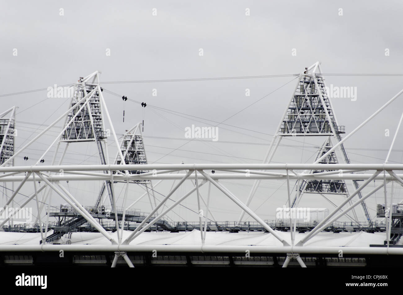 LONDON, UK - MAY 14: The London 2012 Olympic Park under construction on May 14, 2012 in Stratford, London. Stock Photo
