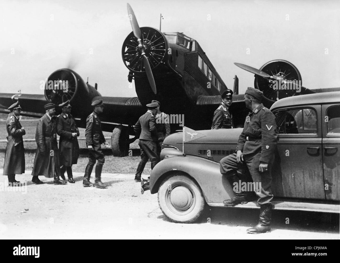 Deutsche Junkers Ju 52 at an airport in Sicily, 1941 Stock Photo
