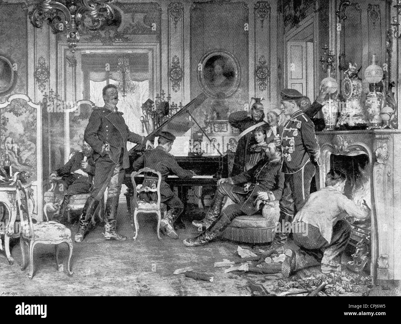'At the Base Quarters Outside Paris 1870' - Stock Image '