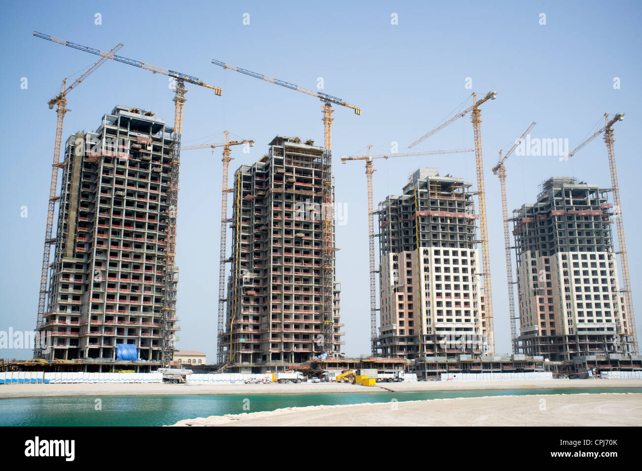 New apartment tower under construction at new Pearl Doha land reclamation  property development area in Doha Qatar Stock Photo - Alamy