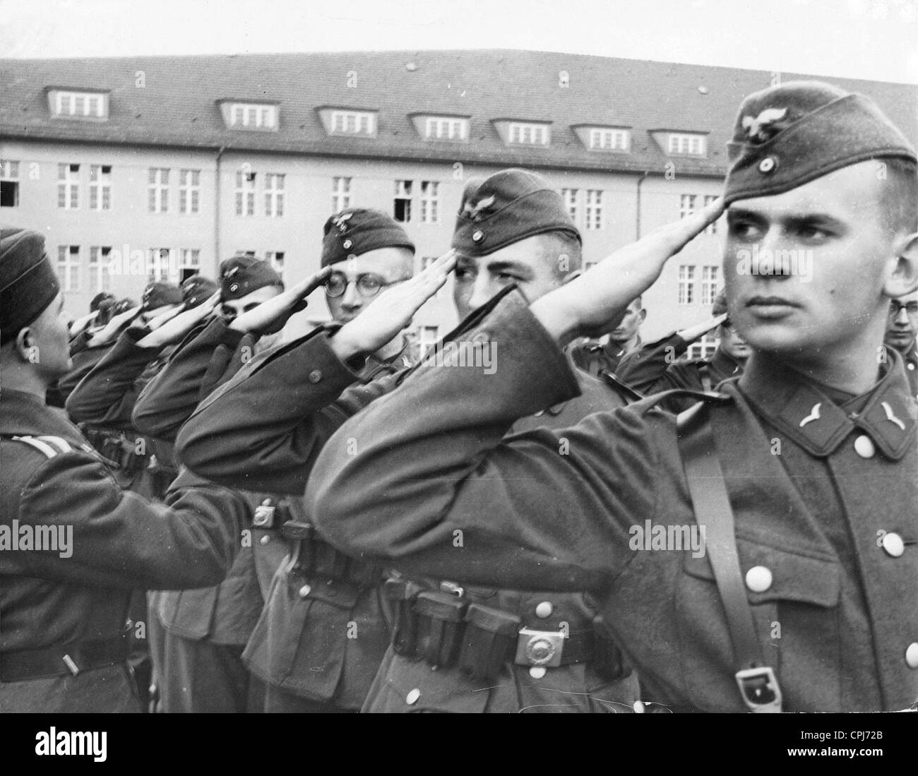 Recruits practicing honors, 1938 Stock Photo