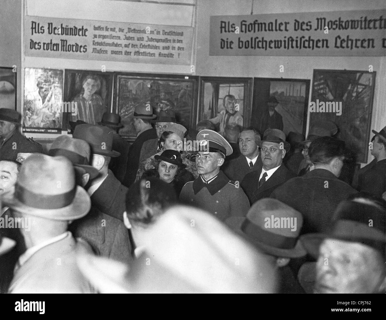 Opening of the exhibition 'Degenerate Art' in Berlin, 1938 Stock Photo