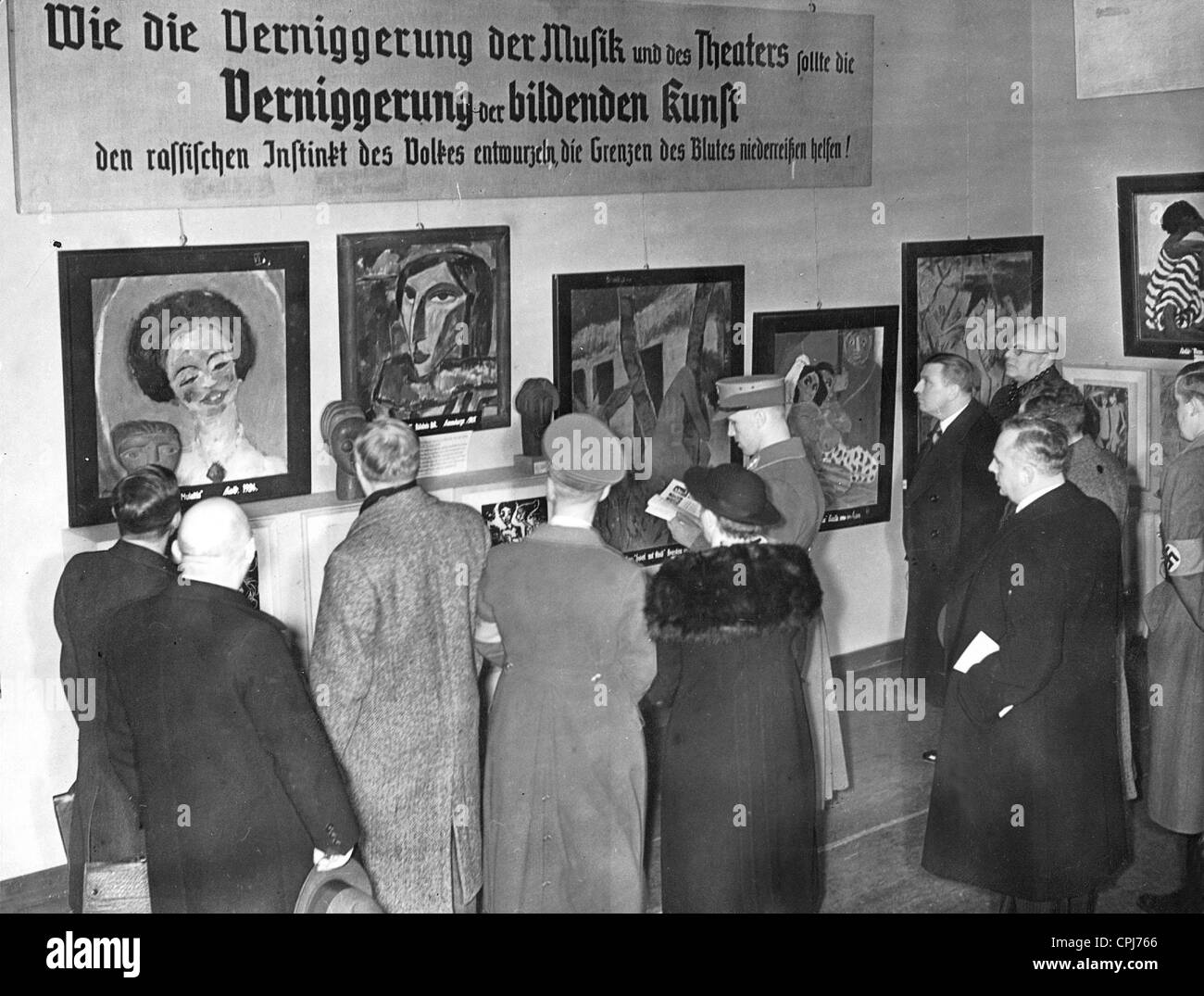 Opening of the exhibition 'Degenerate Art' in Berlin, 1938 Stock Photo
