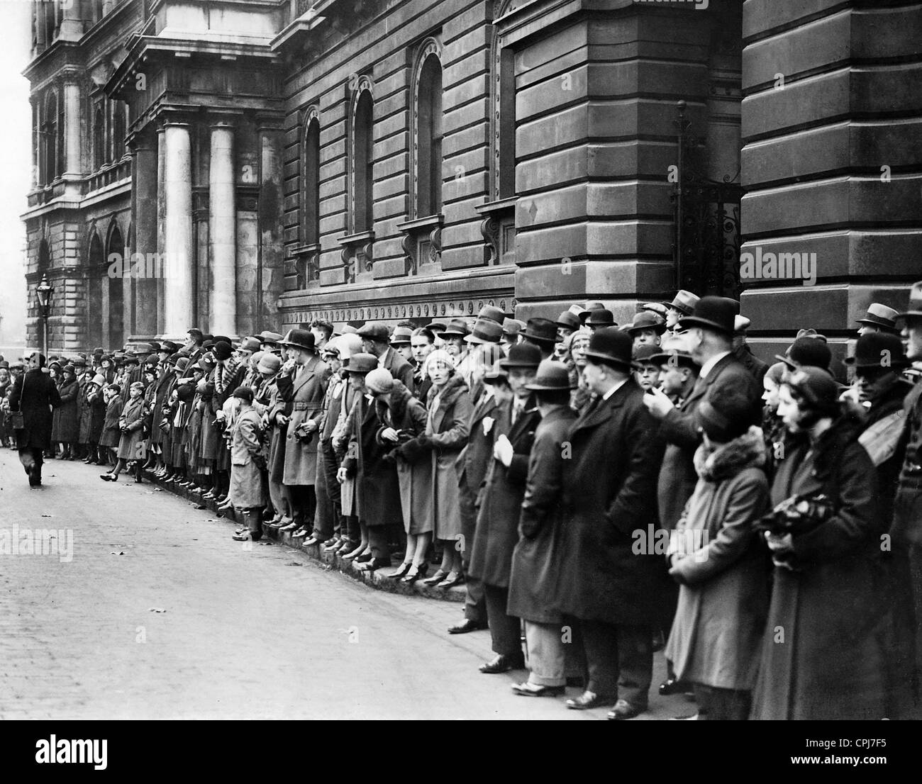 Crowd in Downing Street, 1931 Stock Photo