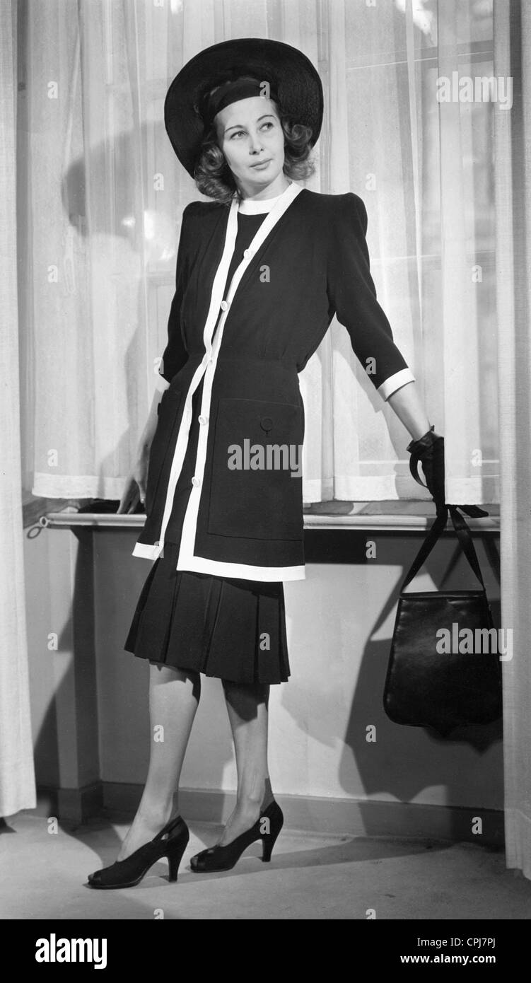 Model with an afternoon dress, 1941 Stock Photo