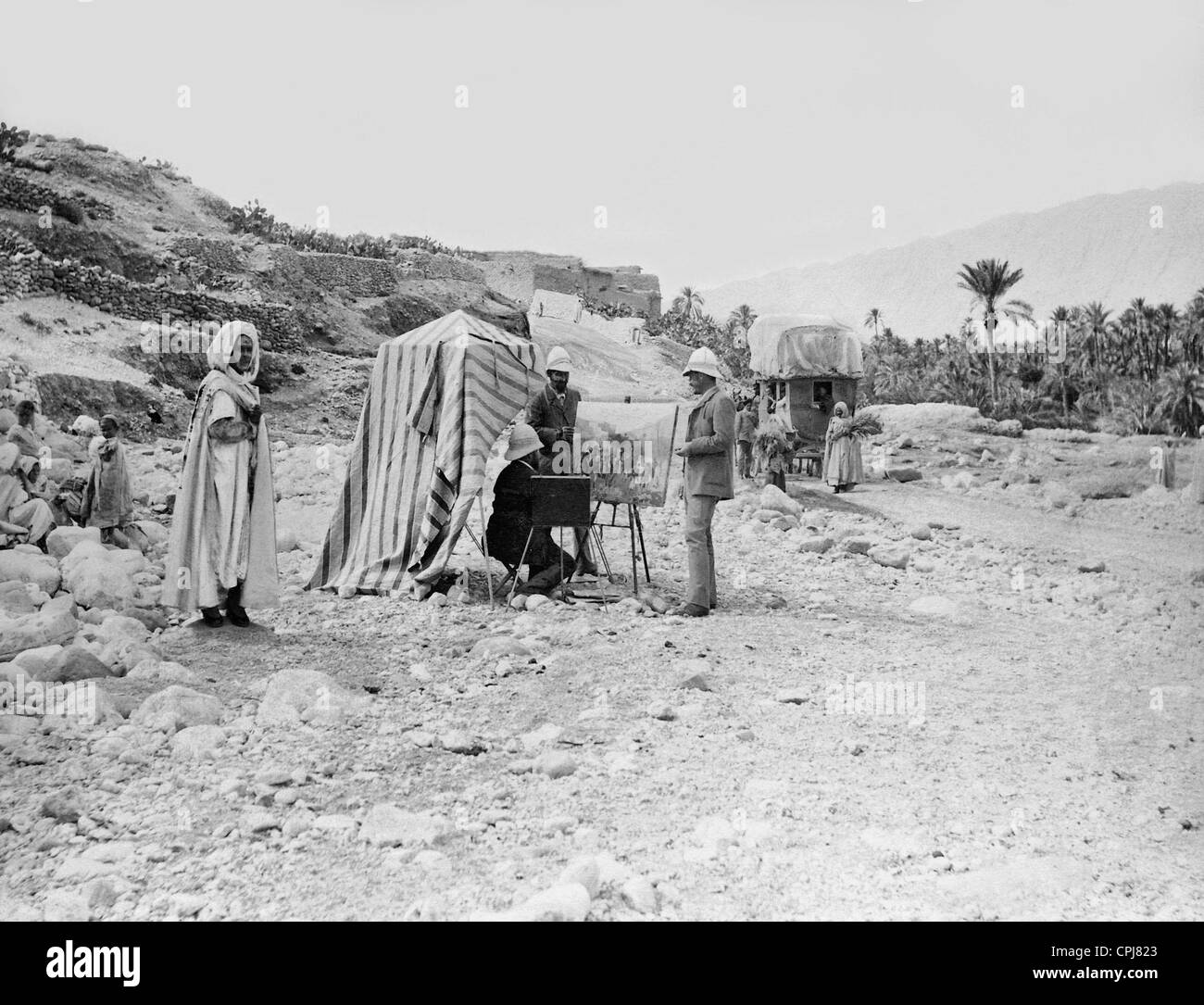 German artists in Algeria, 1905 Stock Photo