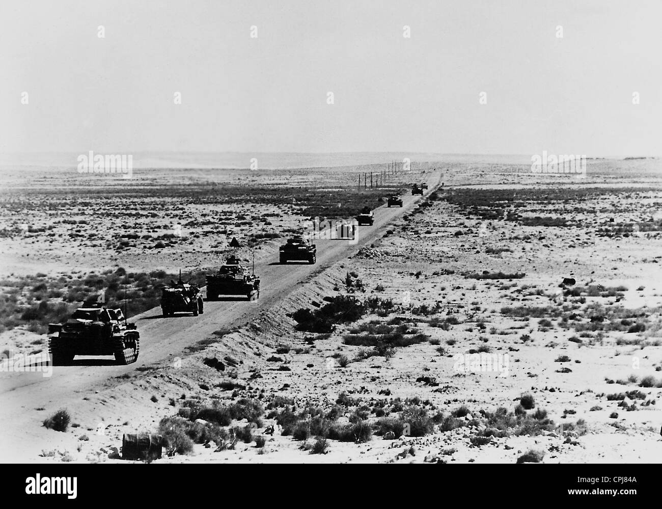 German Panzer convoy at Marsa el-Bergha, 1941 Stock Photo