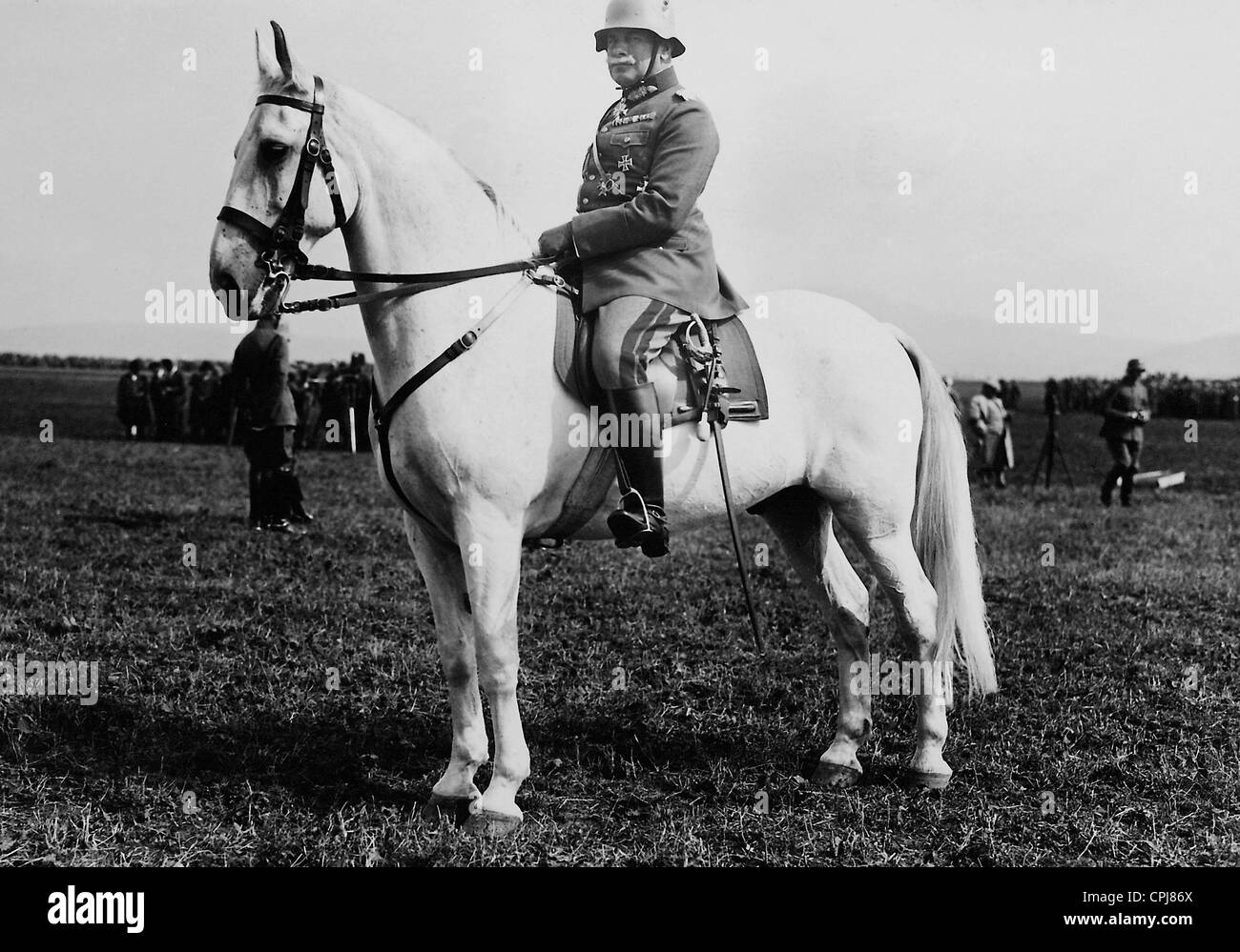 Paul von Hindenburg on horseback, 1930 Stock Photo