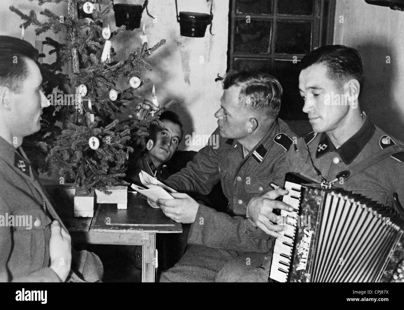 Christmas of the Waffen-SS on the front, 1942 Stock Photo