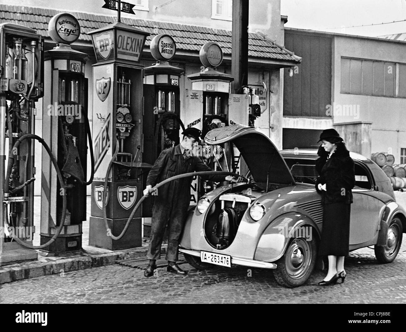 Gas station, 1937 Stock Photo Alamy