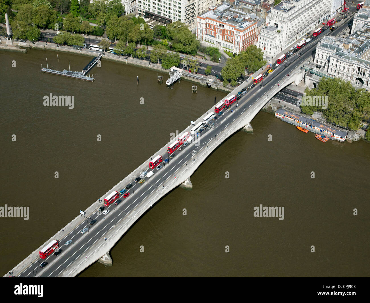 Waterloo Bridge London from the air Stock Photo