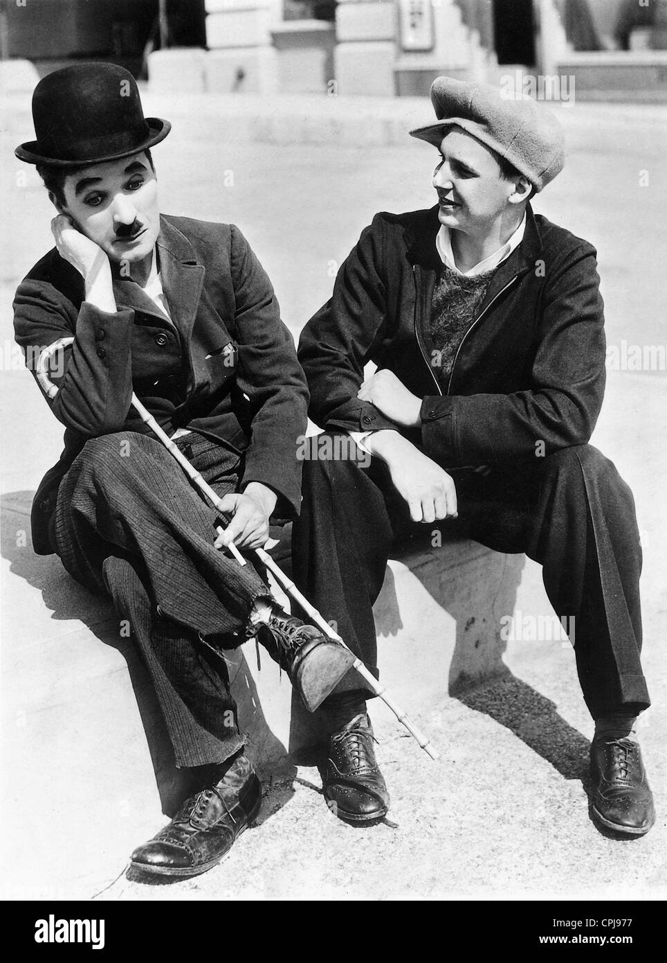 Charles Chaplin and Jackie Coogan, 1935 Stock Photo Alamy