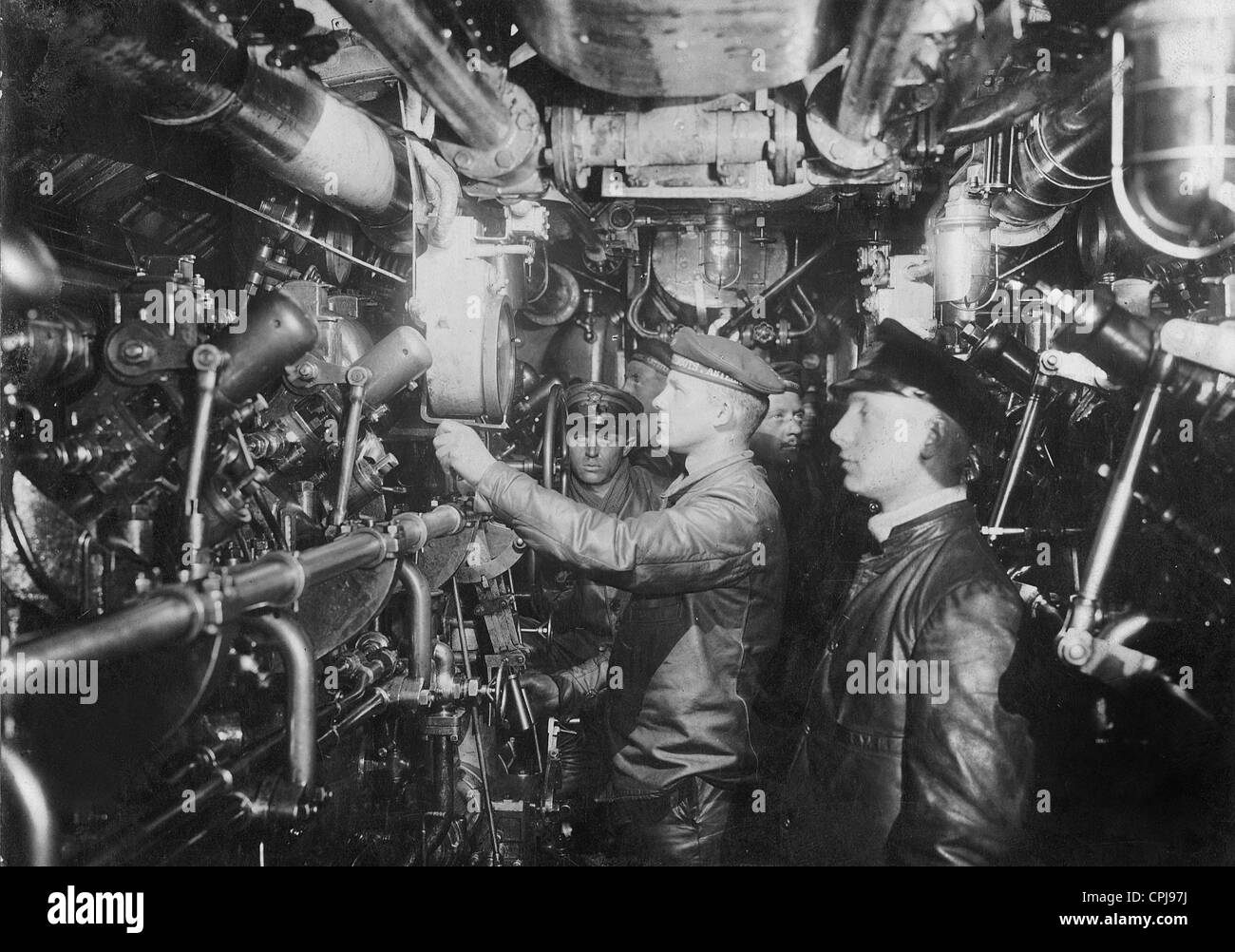 Sailors on board a German submarine, 1917 Stock Photo