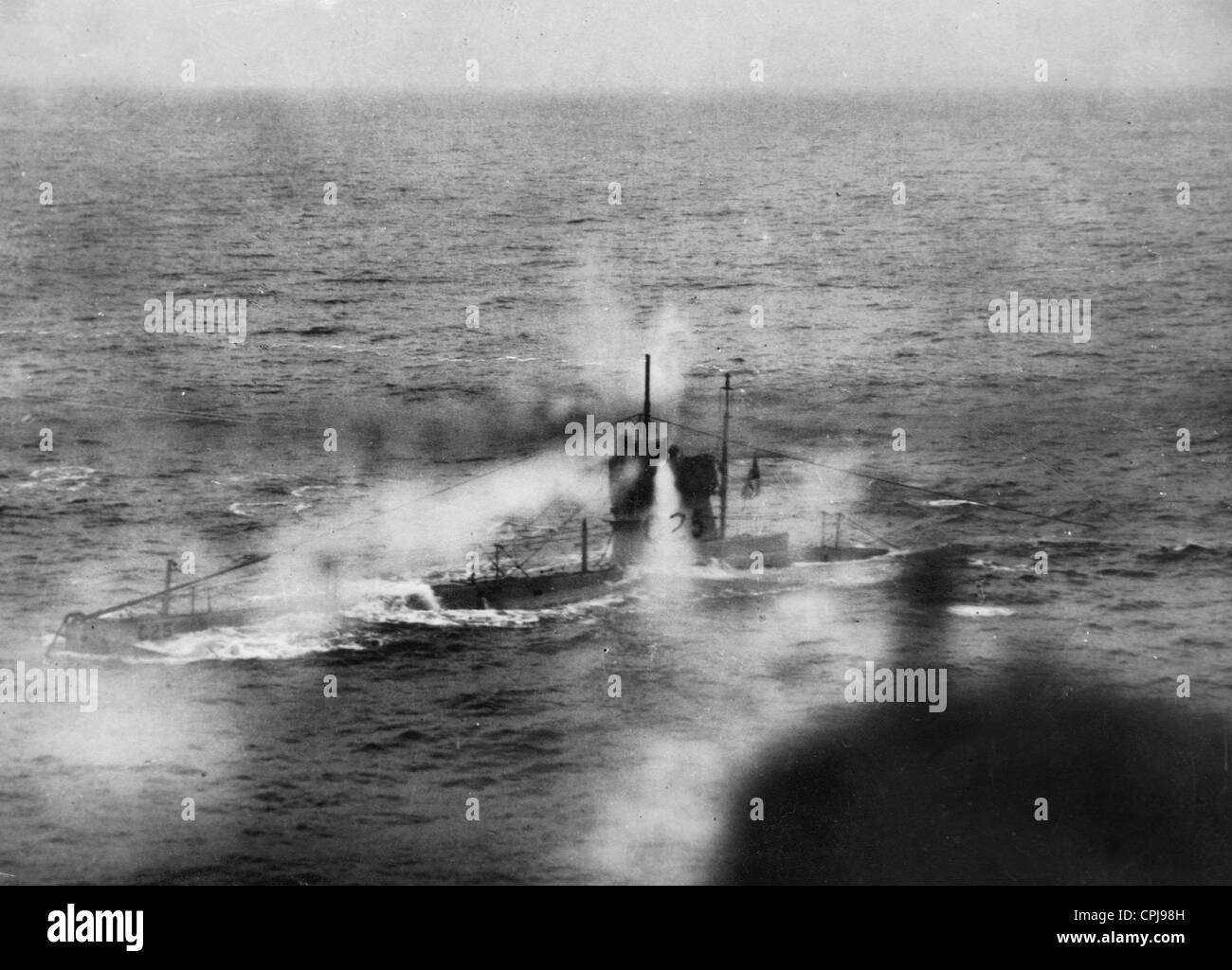 Air attack on the British submarine C-25, 1918 Stock Photo