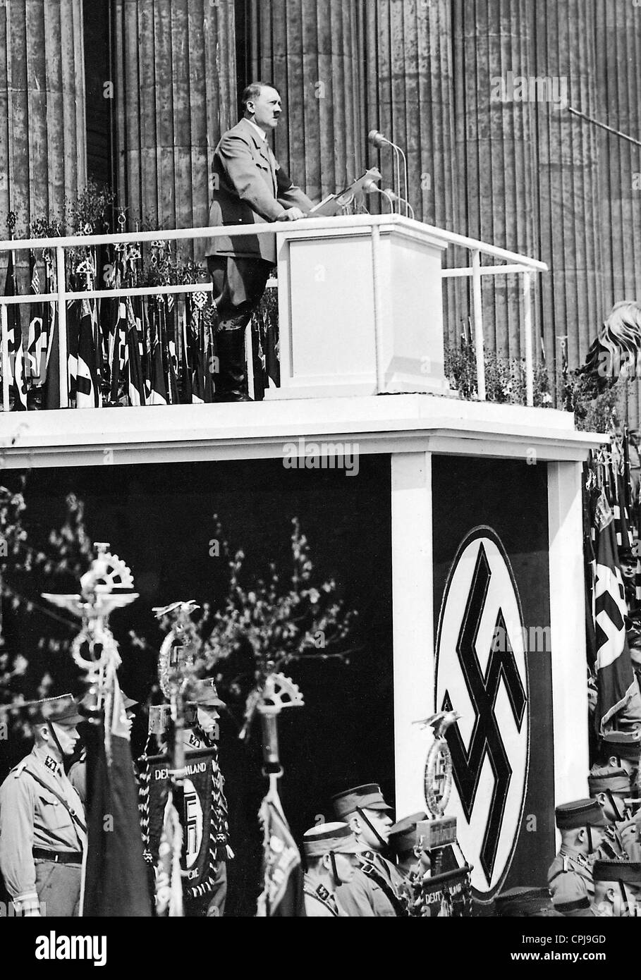 Adolf Hitler during a speech on the May Day, 1936 Stock Photo