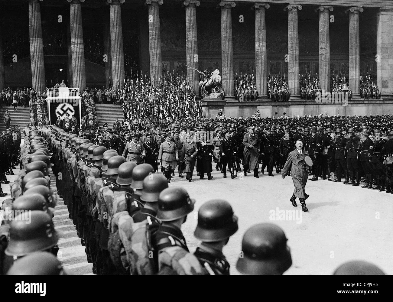 Adolf Hitler leaves the rally for the First of May, 1936 Stock Photo