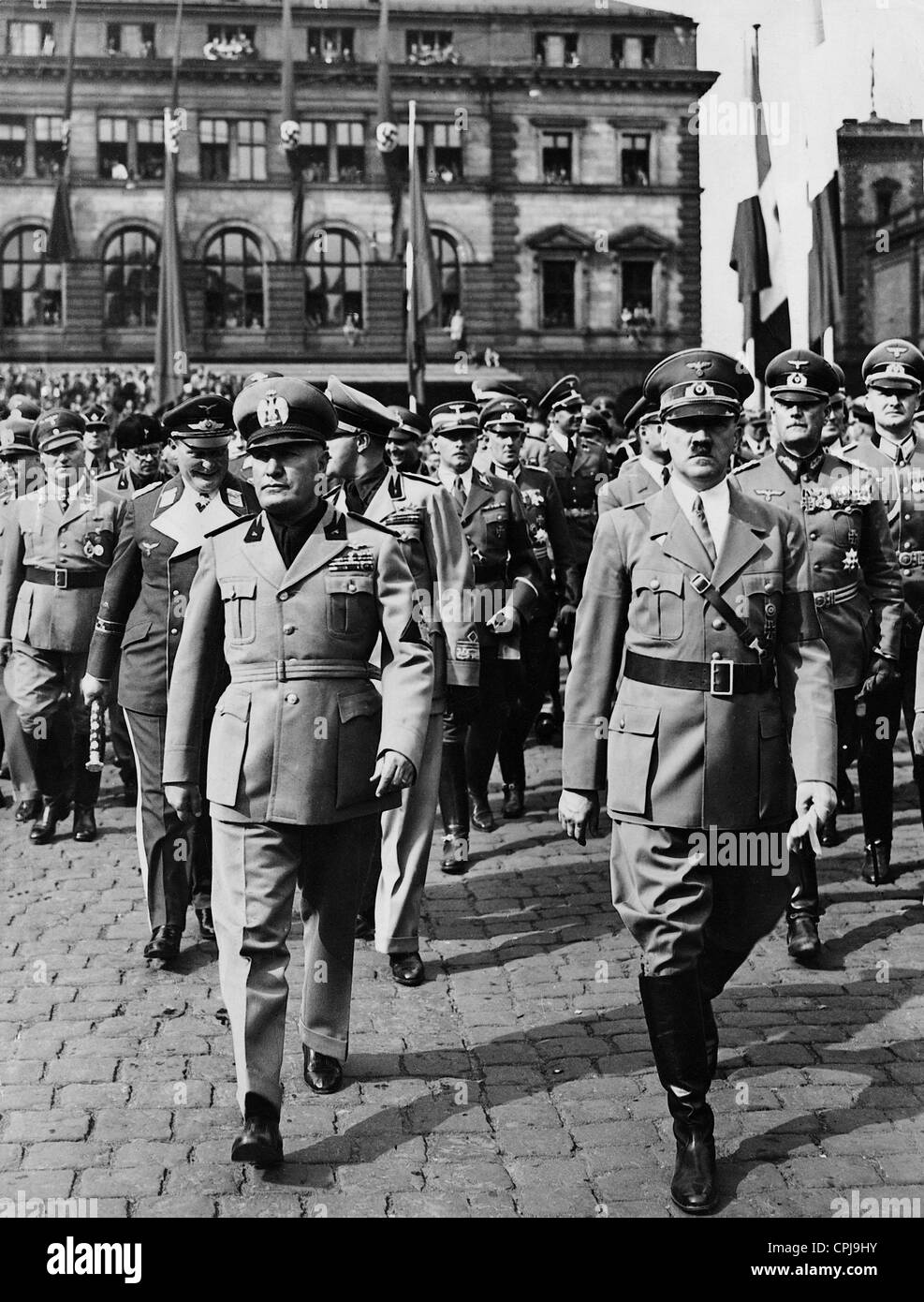 Benito Mussolini and Adolf Hitler in Munich, 1938 Stock Photo