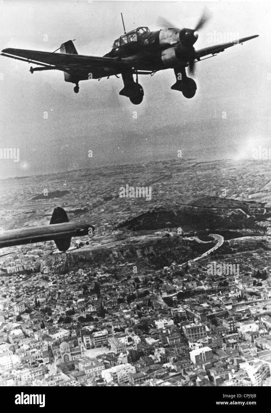 German dive bomber over Athens, 1941 Stock Photo