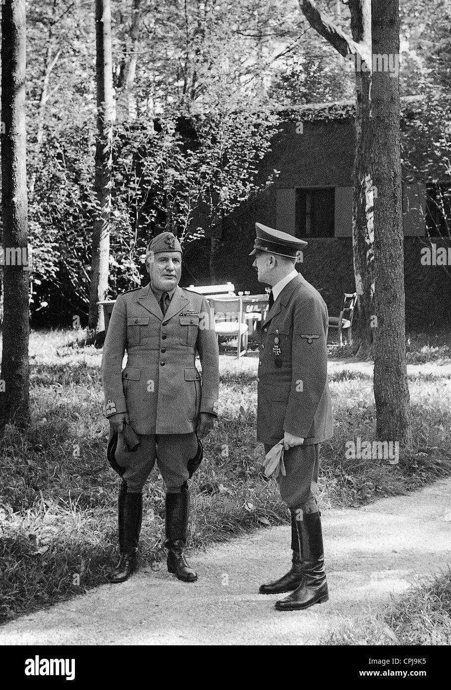Benito Mussolini and Adolf Hitler in his headquarters Wolfsschanze, 1941 Stock Photo
