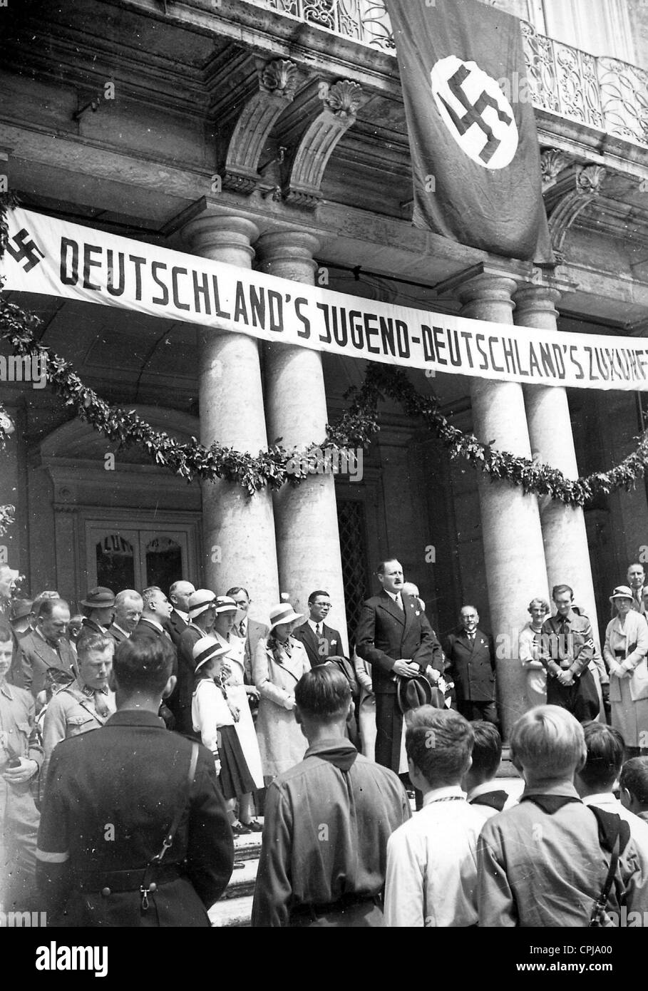 Ulrich von Hassel is making a speech on the occasion of the opening of a home for the Hitler Youth in Rome, 1934 Stock Photo