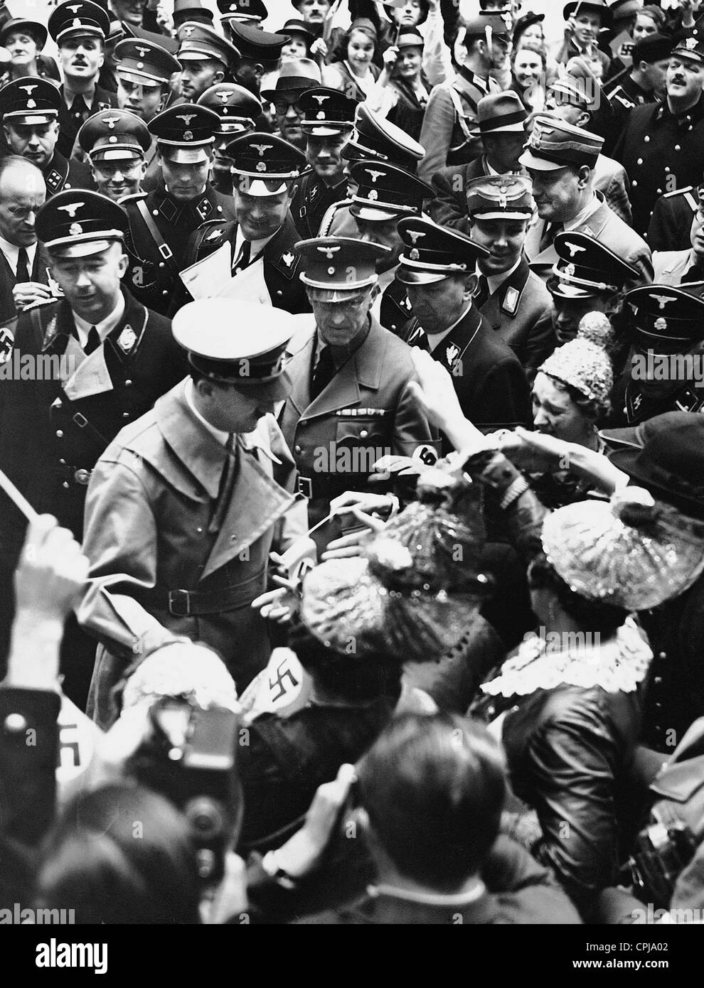 Adolf Hitler, Heinrich Himmler and Arthur Seyss-Inquart in Salzburg,1938 Stock Photo