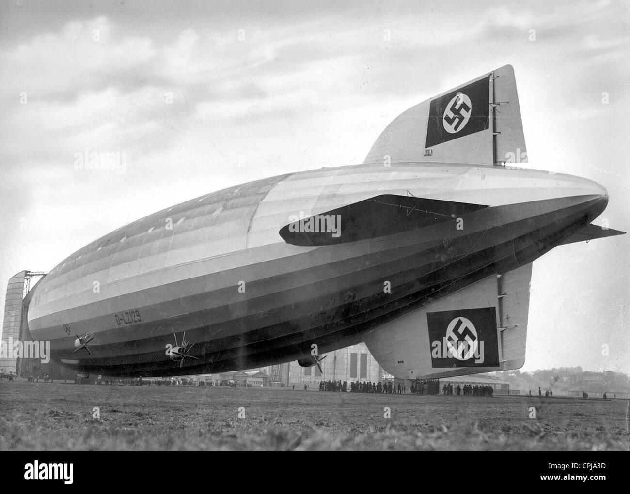 The airship 'Hindenburg' on the ground Stock Photo