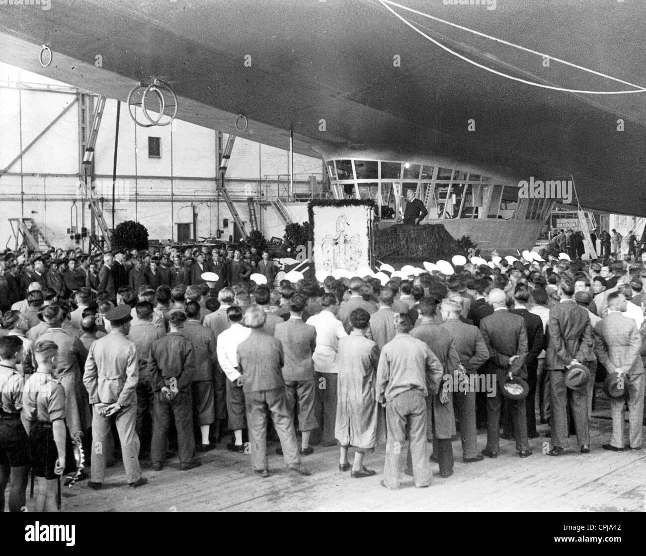 Dr. Hugo Eckener names the 'Graf Zeppelin II', 1938 Stock Photo
