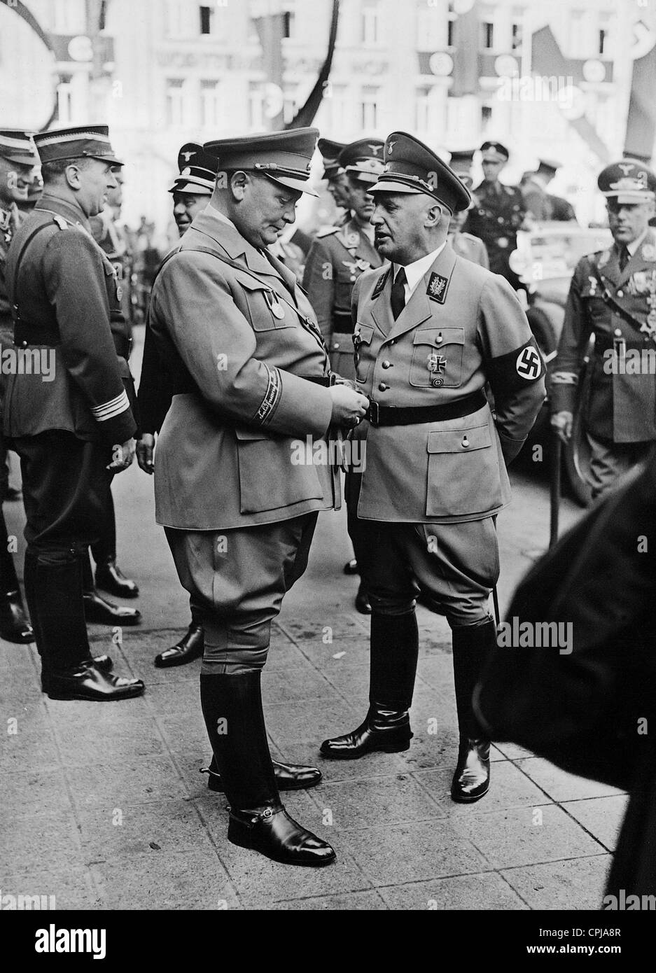 Hermann Goring and Julius Streicher in Nuremberg, 1937 Stock Photo