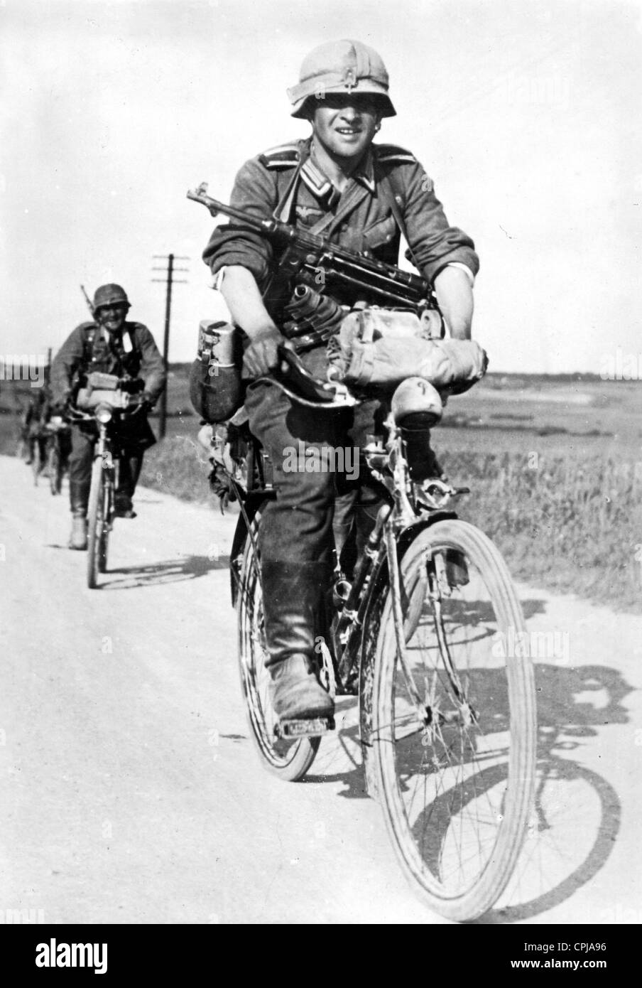 German soldier on a bicycle, 1941 Stock Photo