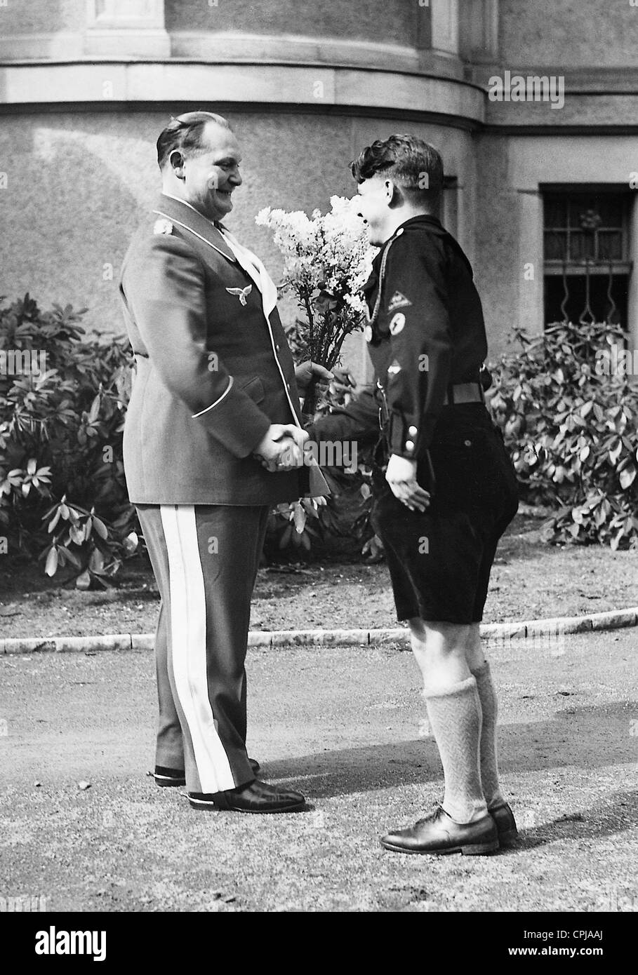 Pimpf congratulates Hermann Goring, 1935 Stock Photo