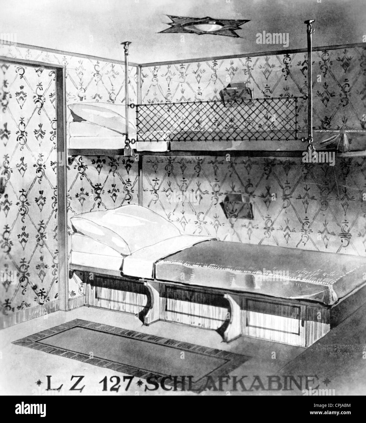 Sleeping compartment of the LZ 127 'Graf Zeppelin' Stock Photo