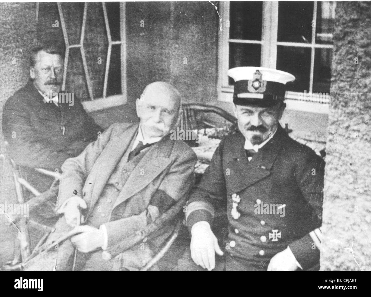 Ferdinand Count Zeppelin with Dr. Hugo Eckener and Peter Strasser, around 1915 Stock Photo