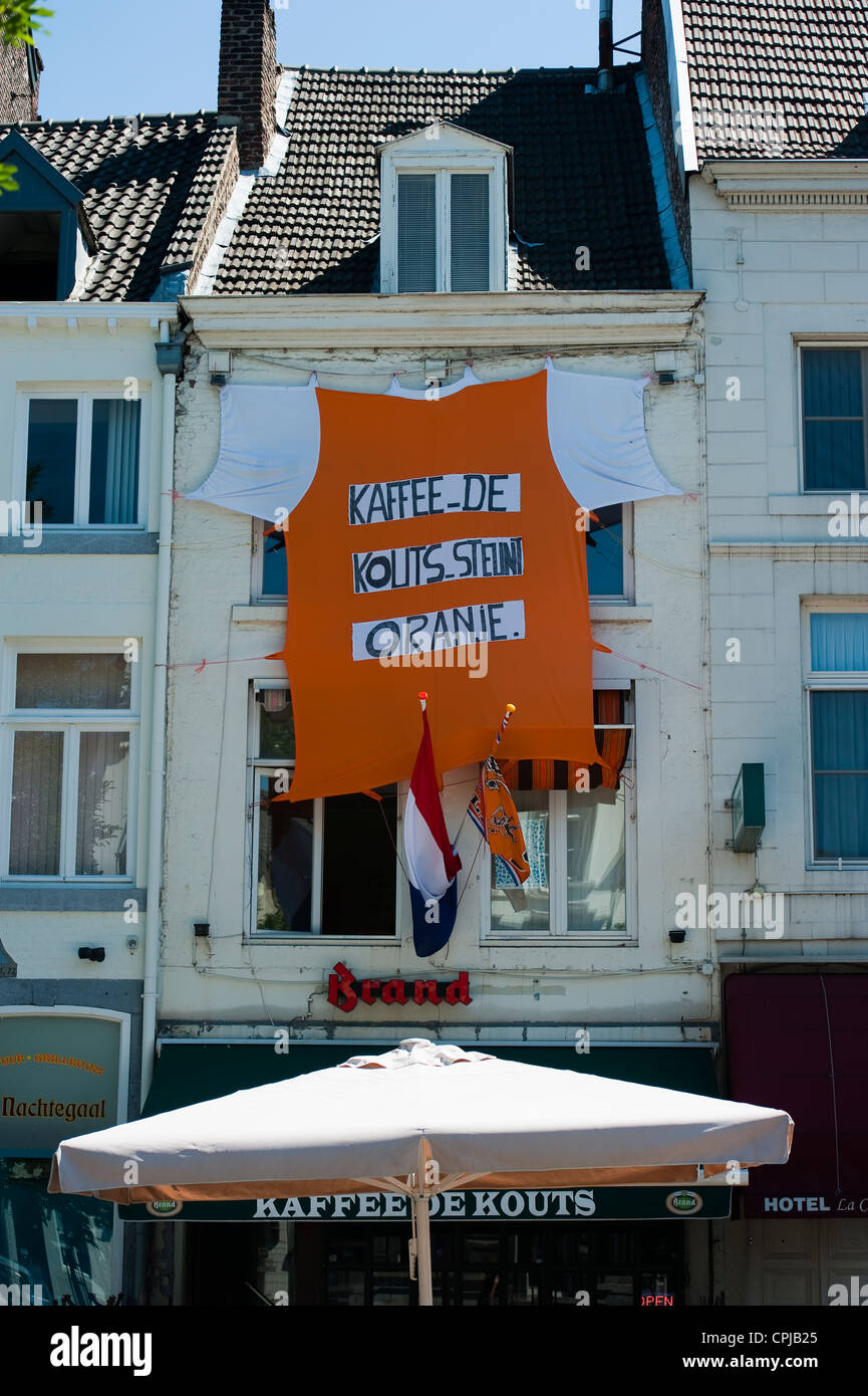Coffee bar supporting the Dutch National Team during 2010 World Cup, Maastricht, Limburg, The Netherlands, Europe. Stock Photo