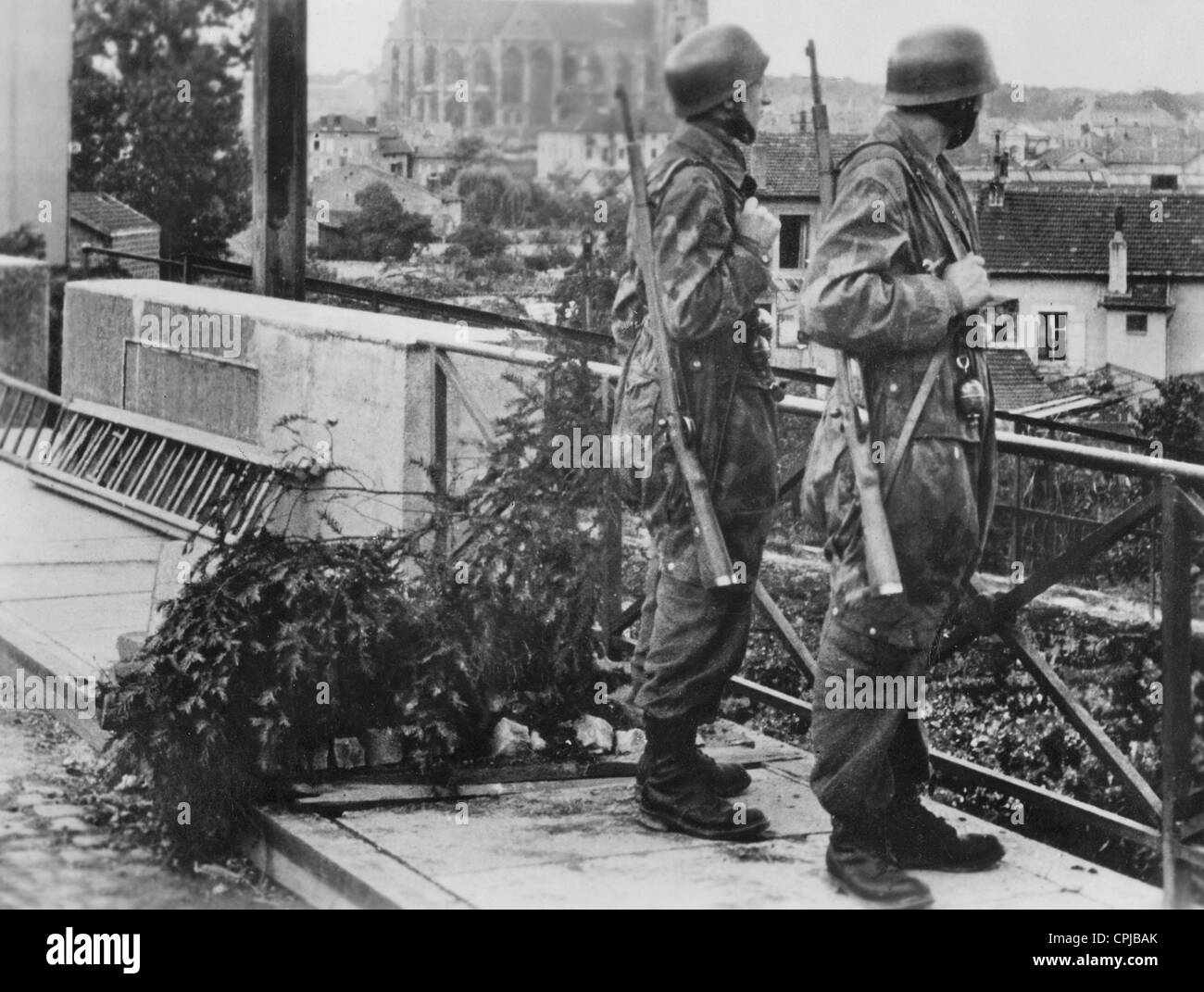 Paratrooper posts on the Western Front, 1944 Stock Photo