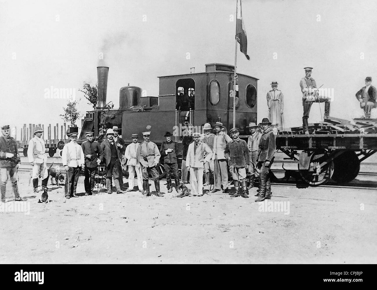 First trip of the German railway to Kiautschou, 1900 Stock Photo