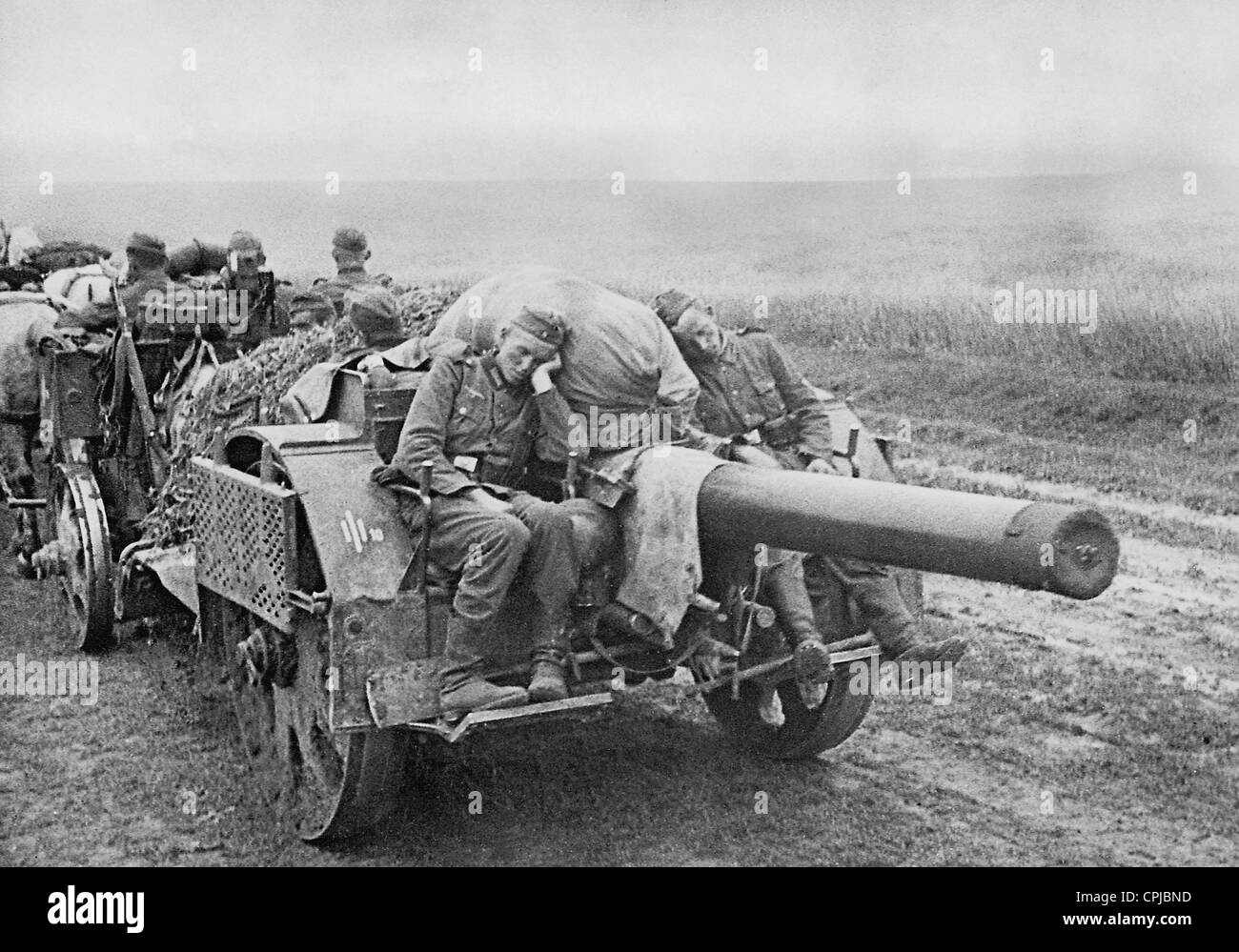 Horse and wagon with artillery gun in WWII on the Eastern front, 1941