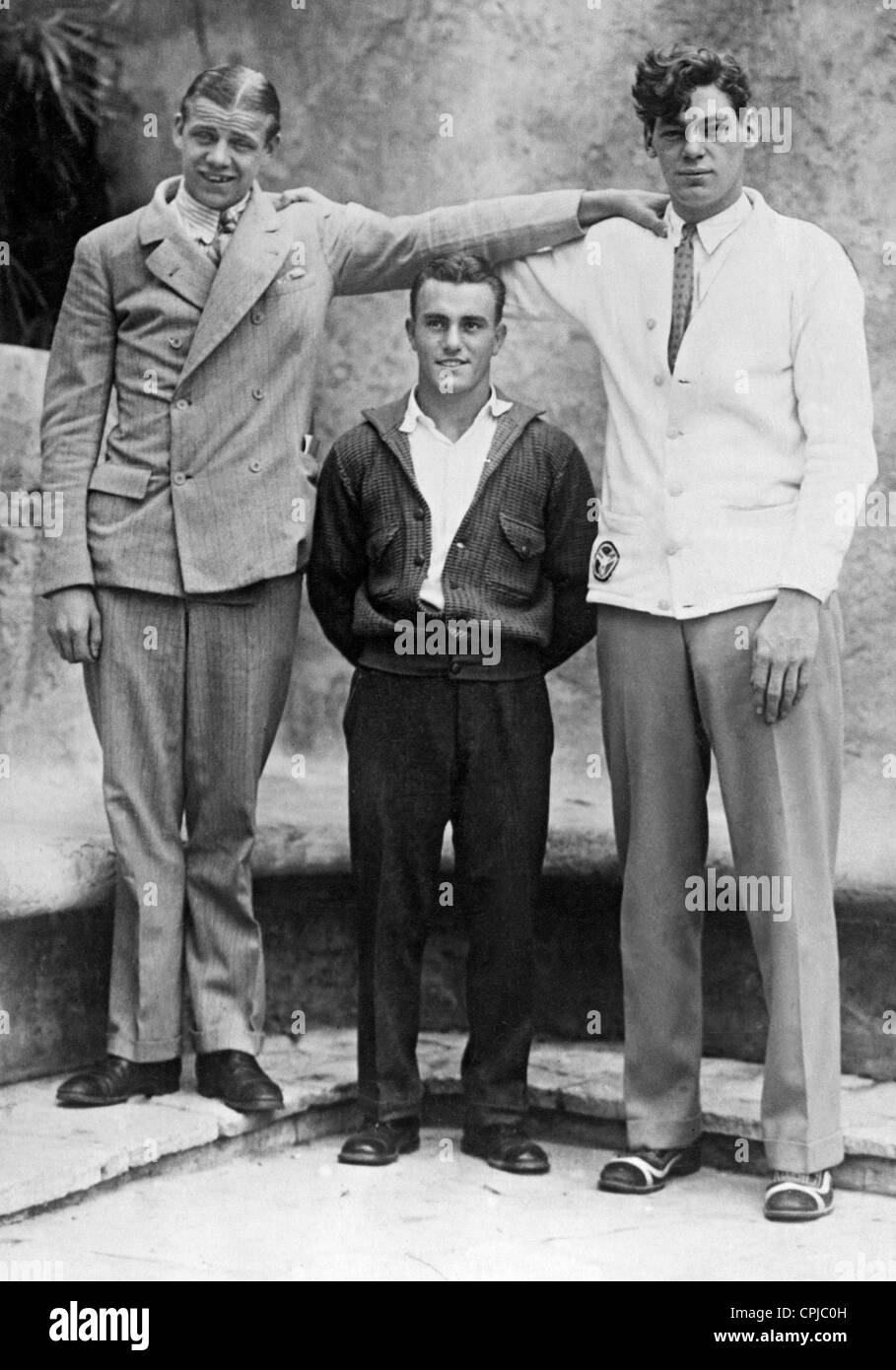 Arne Borg, Dos Jandines and Johnny Weissmuller Stock Photo