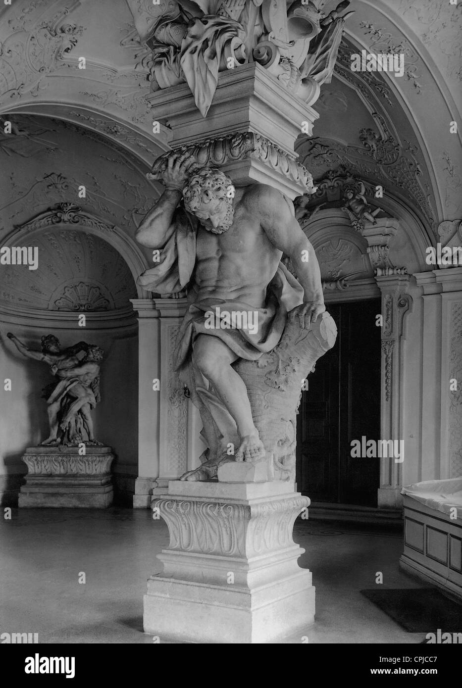 Atlas in Belvedere Palace in Vienna, 1936 Stock Photo