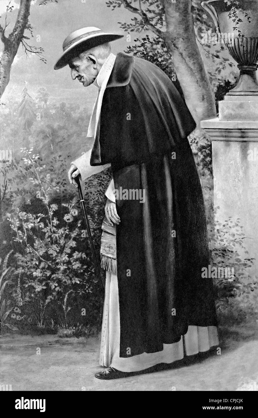 Pope Leo XIII in the garden Stock Photo