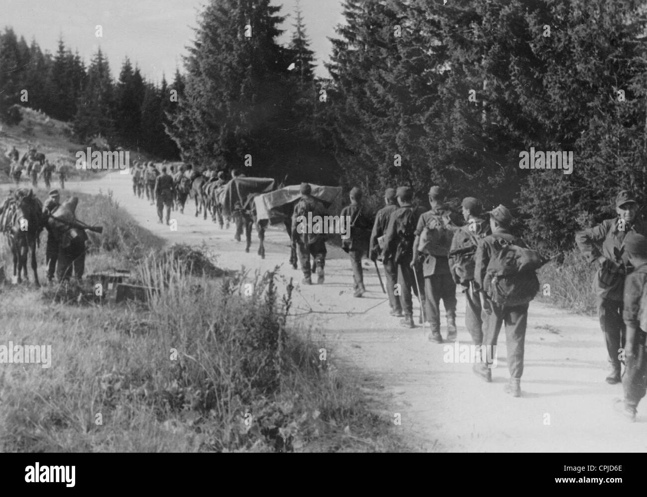 Soldiers of the Waffen-SS while combating the partisans, 1944 Stock Photo