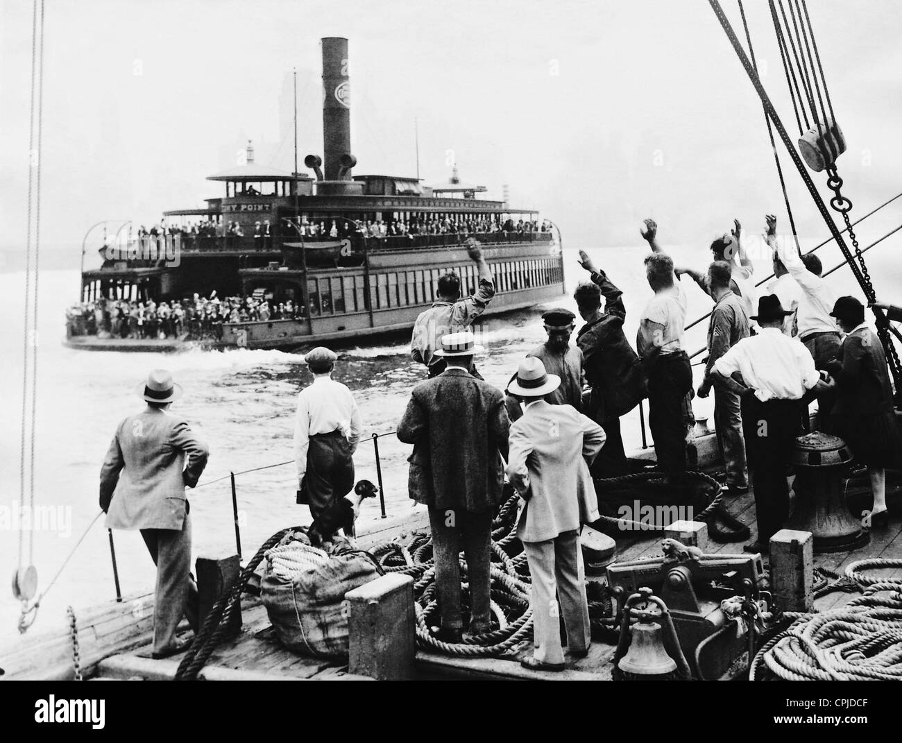 Crew of the 'S.S. City of New York' before the Antarctic trip in New York, 1928 Stock Photo