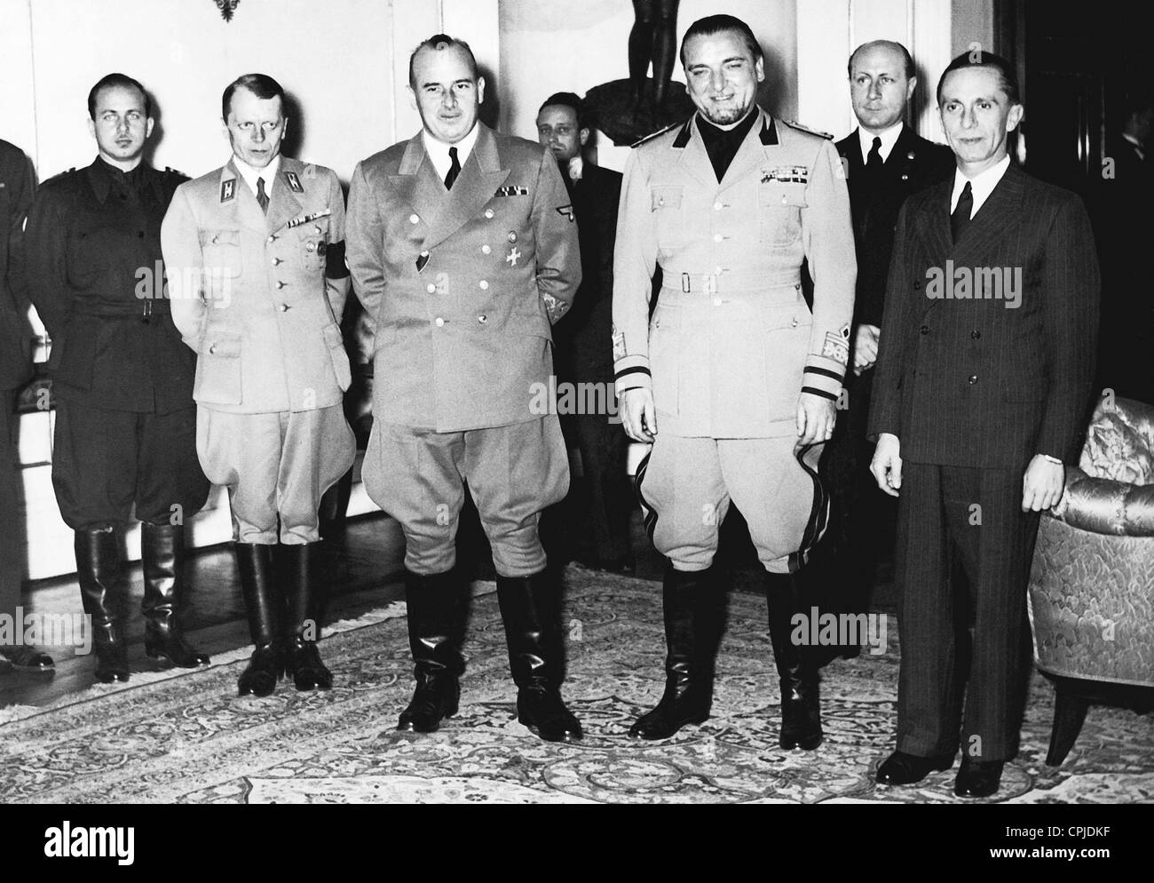 Hans Frank, Dino Grandi and Joseph Goebbels, 1940 Stock Photo