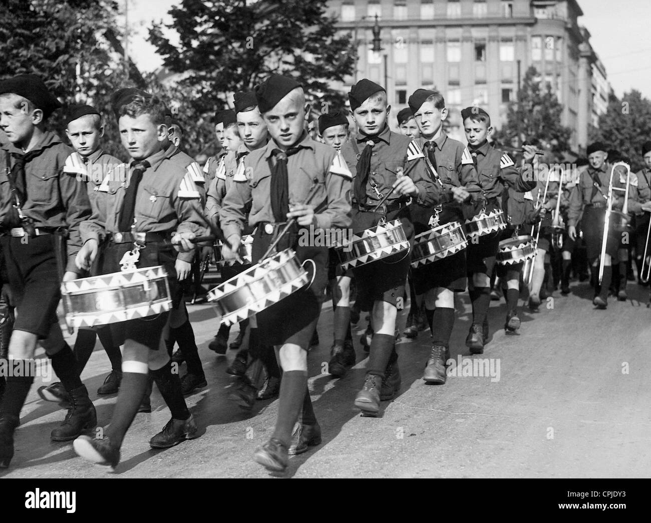 Musical company of the Deutsches Jungvolk in Klingenthal, 1934 Stock Photo