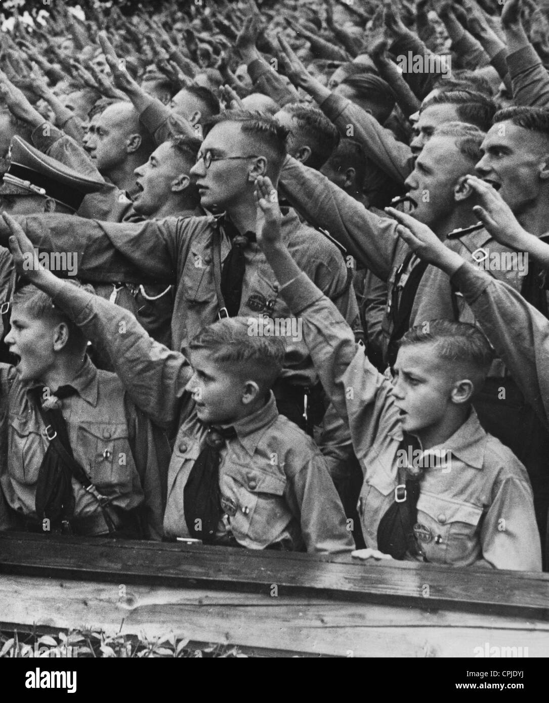Members of the Hitler Youth at Nuremberg Rally, 1937 Stock Photo