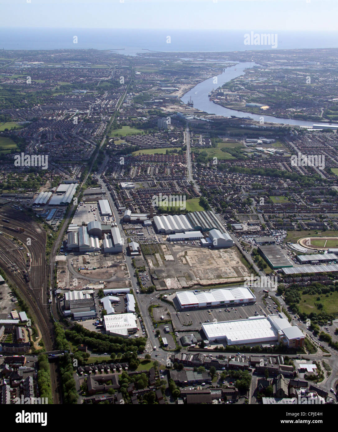 aerial view of development land at Byker, Newcastle upon Tyne Stock