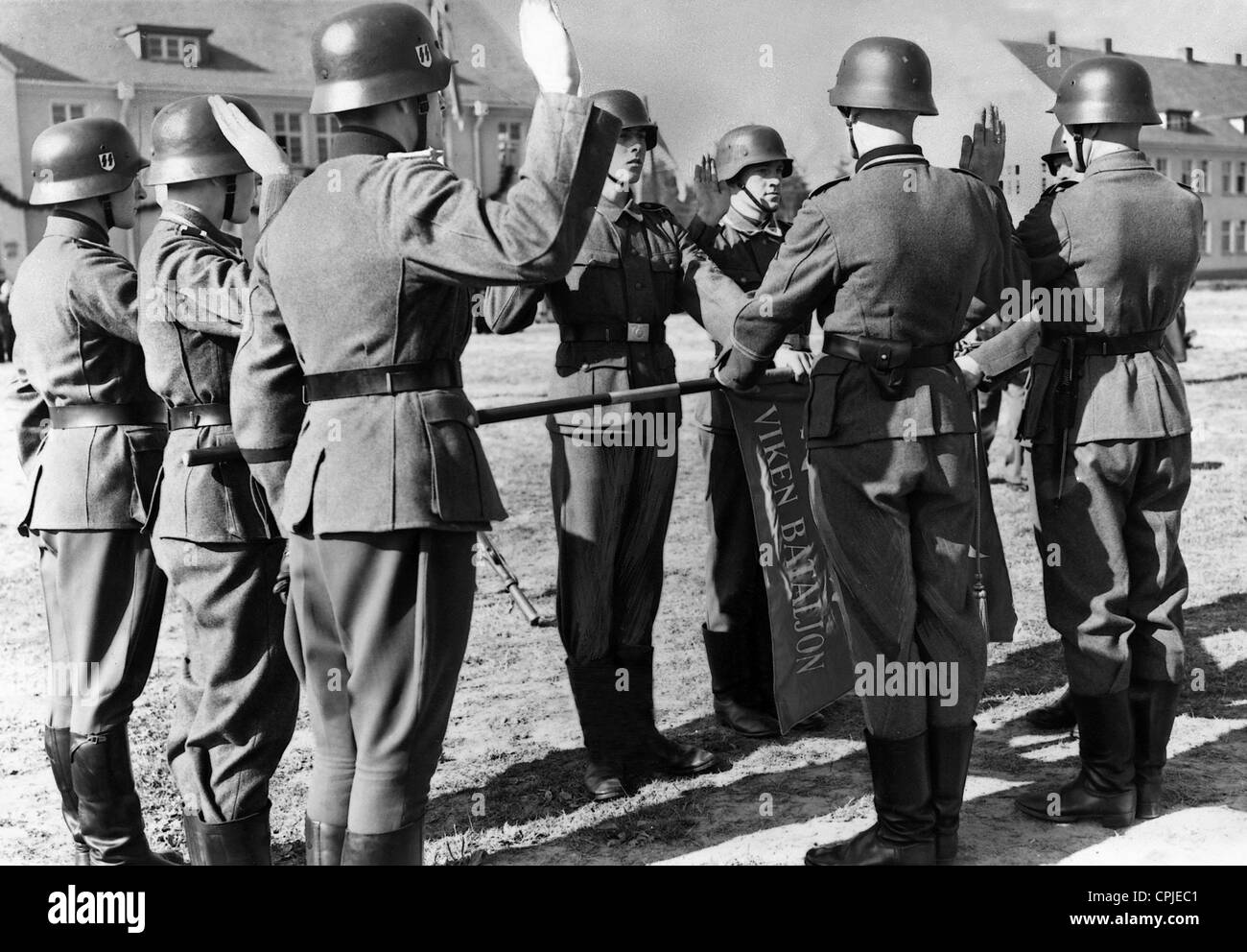 Swearing in of Norwegian volunteers of the Waffen-SS, 1941 Stock Photo