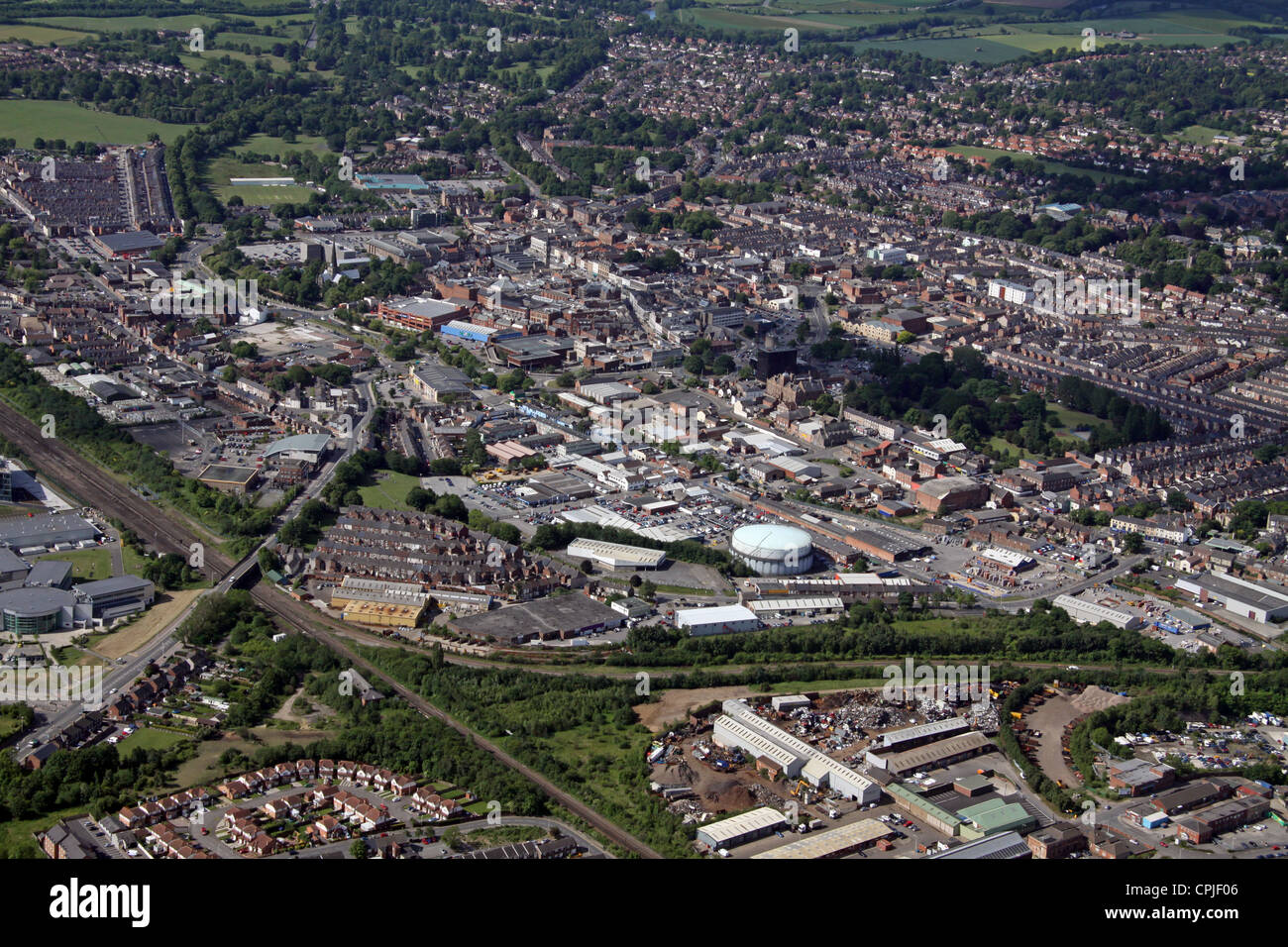 aerial view of Darlington town centre taken from the north east looking